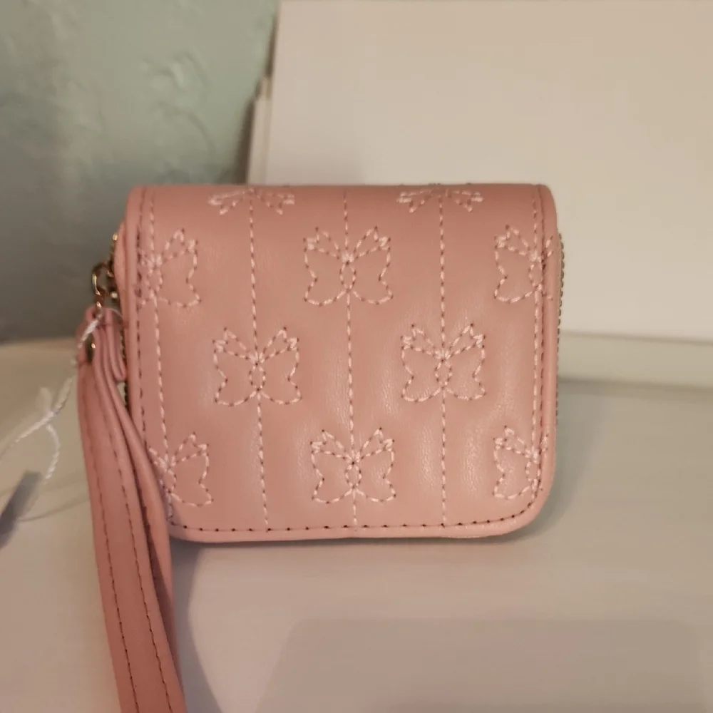 Blush Pink Quilted Wristlet Clutch with Tassel